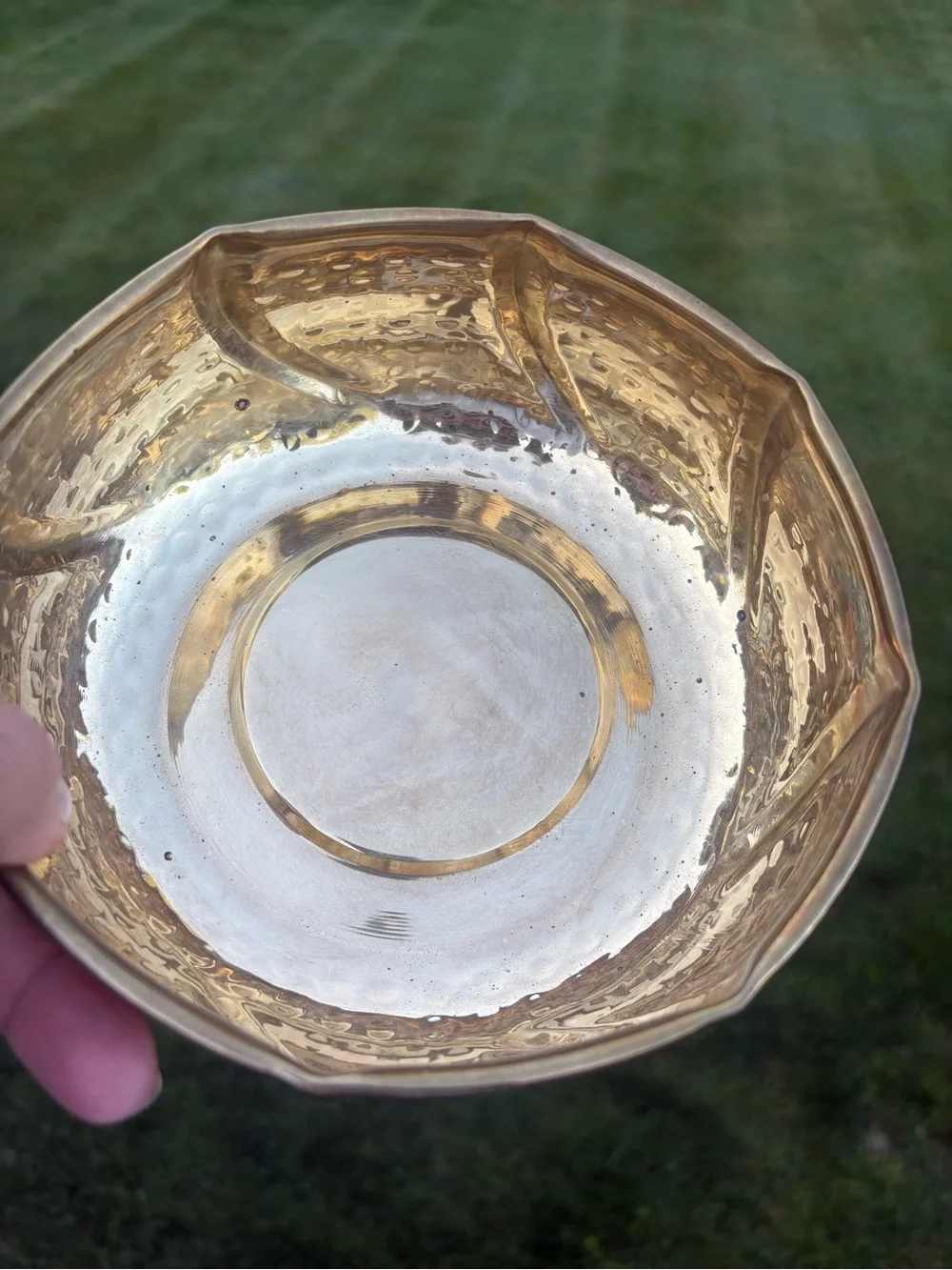Pier 1 Hammered Brass Gold-Tone Decorative Bowl Planter 7” x 3”